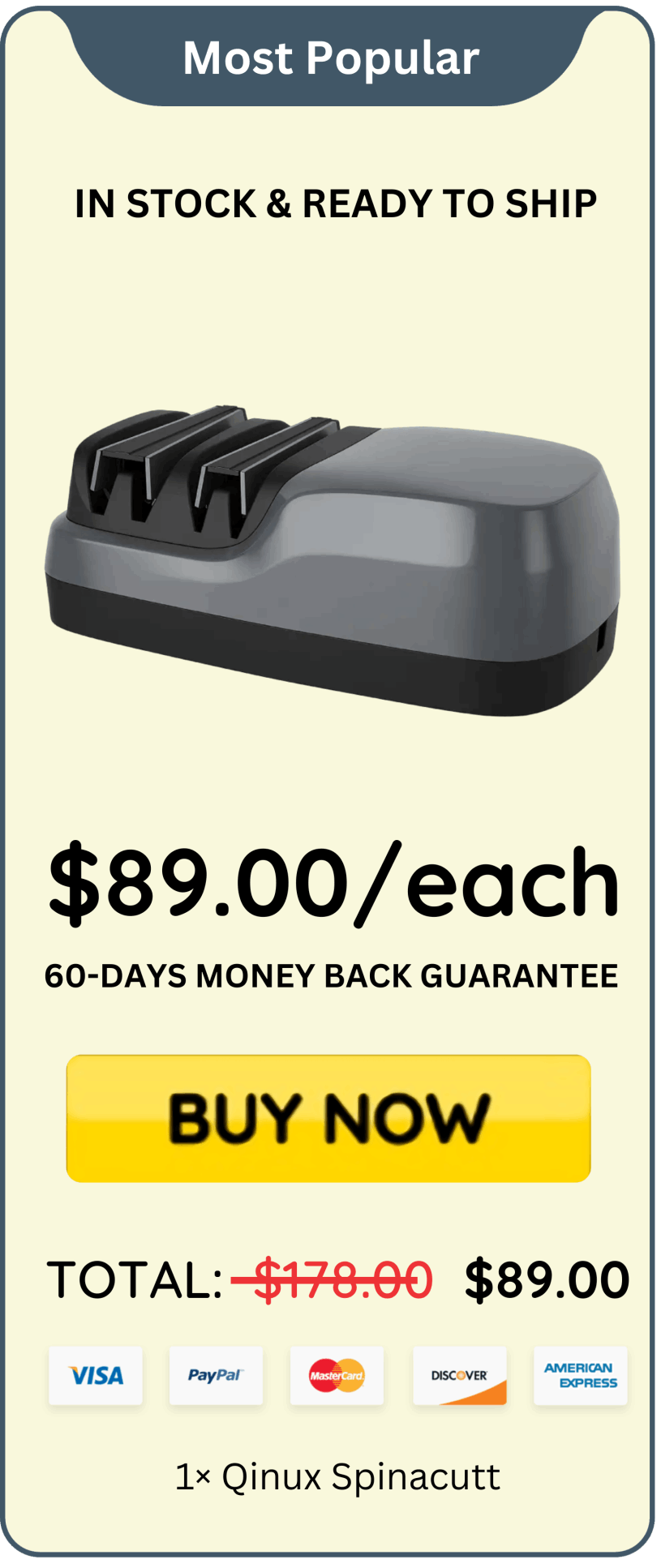 Qinux Spinacutt offer price