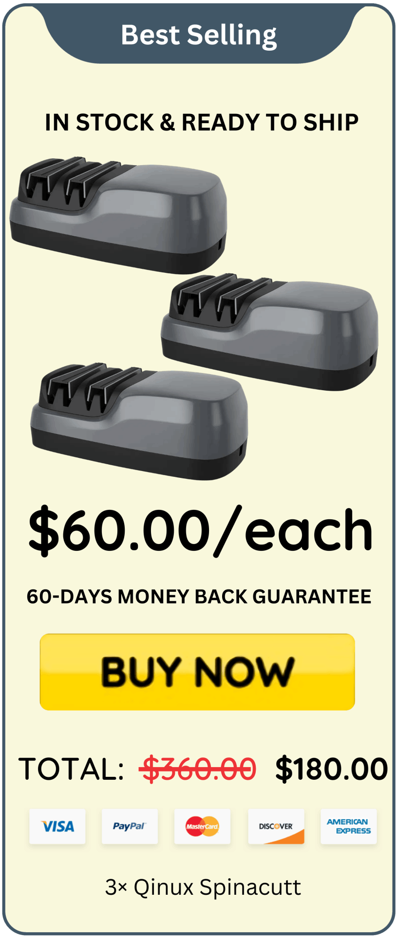 Qinux Spinacutt offer price