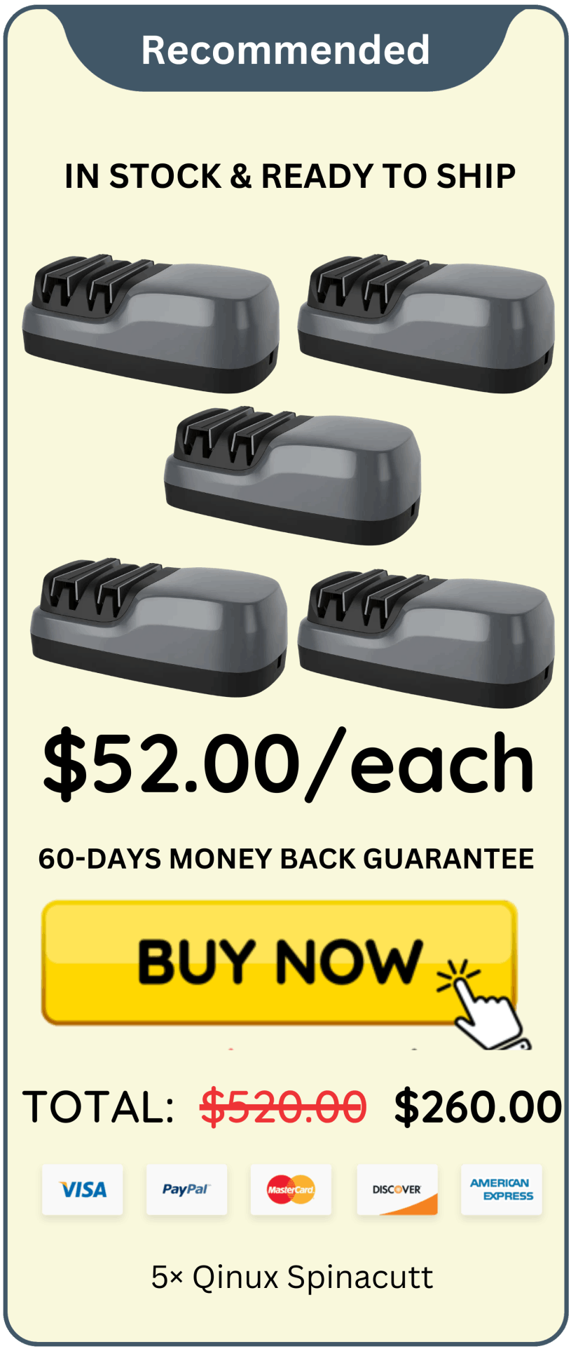 Qinux Spinacutt offer price